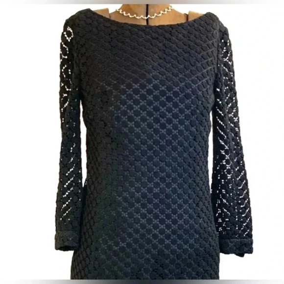 Vintage Milly of NY Elegant Classy Black Crocheted Lace Dress EUC Women’s Size 2 - Picture 1 of 13